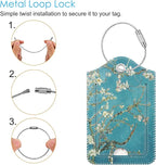 Fintie Luggage Tags, Privacy Cover ID Label with Stainless Steel Loop and Address Card for Travel Bag Suitcase - Blossom (2 Piece)