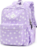 STEAMEDBUN Corduroy Kids Backpack for Girls Boys 3-8, Girls Backpack for Elementary Kindergarten - Purple Floral
