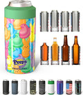 Frost Buddy Universal Can Cooler - Fits all - Stainless Steel Can Cooler for 12 oz & 16 oz Regular or Slim Cans & Bottles - Stainless Steel (Party Peeps)