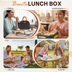 EASYFUN Bento Lunch Box Set Bento Box, 4-Compartment Lunch Containers,High Capacity Lunch Tote Bags for Work, Travel, Outdoor (Dark blue)