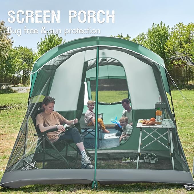 PORTAL 6/8/10 Person Family Camping Tent with Screen Room, Water Resistant Big Tunnel Tents with Rainfly, Large Family Tent for Camping, Outdoor, Patio