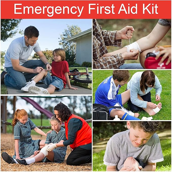 First Aid Kit - 97 Piece - Small Travel First Aid Kit, Ideal for Cars, Schools, Sports, Homes, Travel, Camping, Hiking