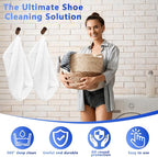 2Pcs Reusable Shoe Washing Machine Bag for Washer and Dryer:Free Up Hands, Prevent Deformation,shoe bag with Zipper Protection Design, Use for all Shoes,Sports Shoes (White)