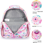 mibasies Kids Backpack for Girls: Girls Backpack 5-8 - Kindergarten Elementary School Bookbag for Girl - Flower Pink