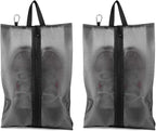 2 Pack Shoe Bags for Travel, Sneaker Bags, Waterproof Travel Shoe Bags with Zipper for Packing, Golf Shoe Dust Bags for Man and Women, Medium, Black