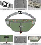 Fanny Pack for Women Men, Water-Resistant Travel Waist Pack with RFID Blocking, Wide Opening Crossbody Belt Bag for Phone, Passport, Small Hip Pack for Running, Hiking, Workout（Green）
