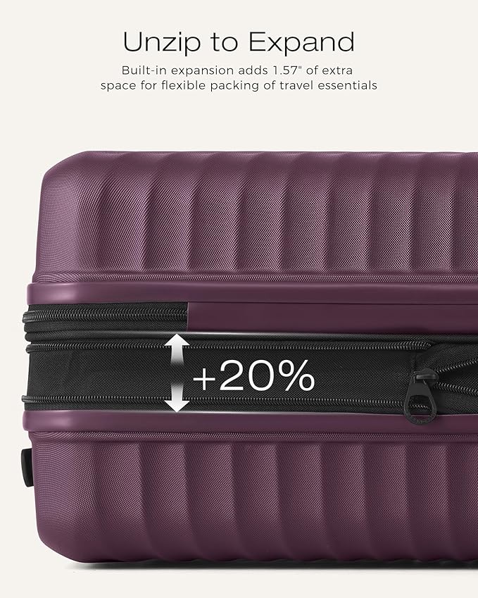 Coolife Carry On Luggage Expandable Hardside Upgrade PC Durable Lightweight Travel Suitcases with Dual Spinner Wheels & TSA Lock (Dark Purple, Carry-On 20-Inch)