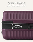 Coolife Carry On Luggage Expandable Hardside Upgrade PC Durable Lightweight Travel Suitcases with Dual Spinner Wheels & TSA Lock (Dark Purple, Carry-On 20-Inch)