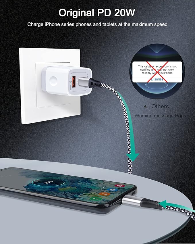 3Pack Dual Port USB-C Wall Plug-in USBC Charger, AILKIN 20W Power Delivery + QC3.0 USB A Double Port Fast Charging Block for iPhone 17 15 14 13 12 Pro Max 14 Pro Mini 16Pro Max 16 Plus 16E X XS Cube