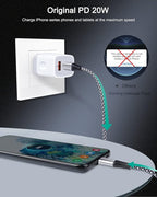 3Pack Dual Port USB-C Wall Plug-in USBC Charger, AILKIN 20W Power Delivery + QC3.0 USB A Double Port Fast Charging Block for iPhone 17 15 14 13 12 Pro Max 14 Pro Mini 16Pro Max 16 Plus 16E X XS Cube