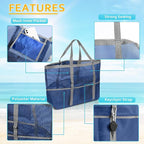 SRISE Mesh Beach Bag - Large Beach Tote Bag for Family Beach Bag for Toys & Vacation Essentials
