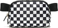 Pander Two Way Zipper Fanny Pack Nylon Everywhere Belt Bag for Women, Water Repellent Waist Packs, Crossbody Bags with Adjustable Strap (Checkered Black)