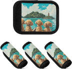2 PC Luggage Handle Wrap Luggage Handle Covers Tags for Suitcase Bags Travel Luggage Handle Identifier Gripper Poodle Island Adventure Blue