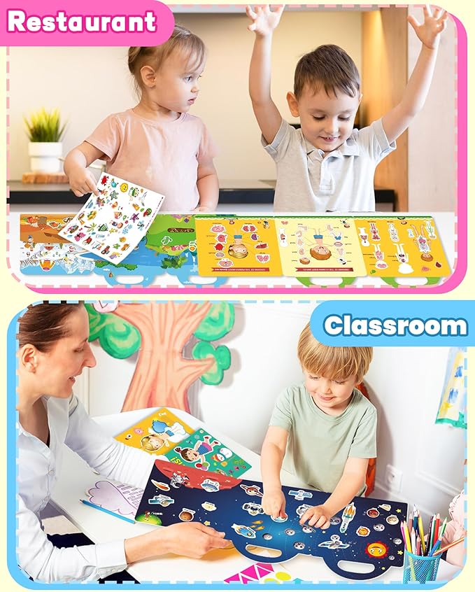 Walenced Reusable Sticker Book for Toddlers, Stickers for Kids, Toddler Sticker Book, Toddler Craft Activities, Toddler Travel Toys Boy Girl Birthday Gifts
