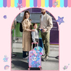 Cute Cat Kid's Luggage Set: 2 Piece Hardside Spinner Wheels Suitcase Set, 16' Airline Approved, Pink Cat Pattern, Ages 5+
