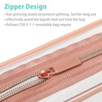 F-color TSA Approved Toiletry Bag 3 Pack Medium - Clear Makeup Bag Travel Quart Size for Women Men, Clear Cosmetic Bag Airport Airline Compliant Carry on Bag, Active Rose Pink