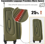 Lightweight Expandable Softside Luggage Sets 3 Piece, Large Capacity Travel Suitcase with Spinner Wheel, TSA Lock, Easy Access Design and Adjustable Telescoping Handle (Army Green)