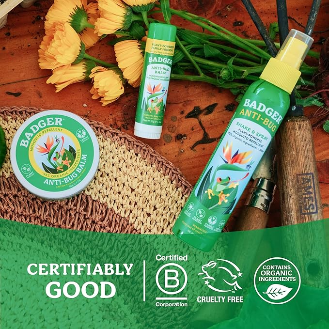 Badger Bug Spray, 3-Hour DEET-Free Mosquito Repellent, Family Friendly, Citronella & Organic Essential Oils, Natural & Vegan Insect Repellent Spray, 4 fl oz Aluminum Bottle