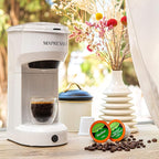Mixpresso 2-in-1 Single Serve Coffee Maker - K-Cup & Ground Coffee Compatible - Fast 2-3 Min Brewing - Compact 14oz White Coffee Machine for Home Office