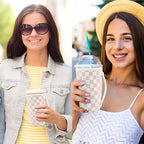 KJQJLY 3 Pack Reusable Iced Coffee Sleeves for Iced Coffee Cups or Drinks Reusable Neoprene Insulated Sleeves for Hot and Cold Drinks from Starbucks, Dunkin, And More (Floral Checkers)