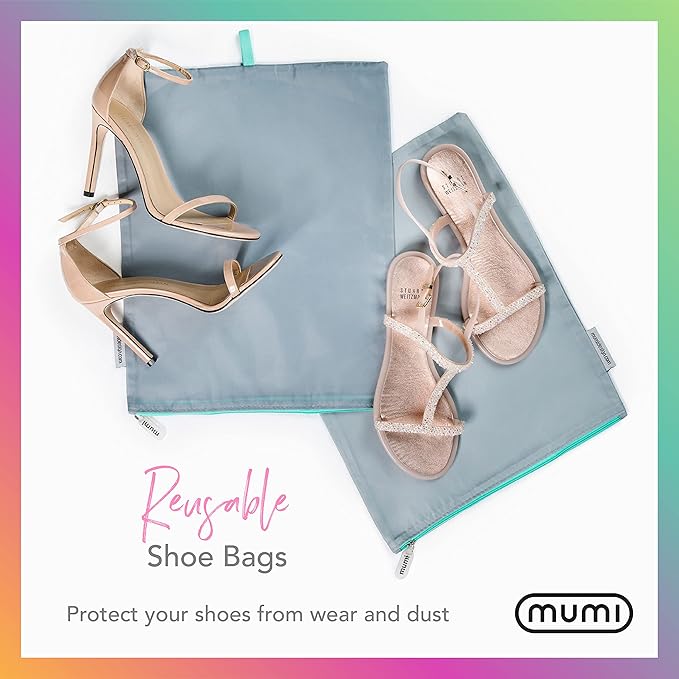 MUMI Travel Shoe Bags Set of 2 – Waterproof Shoe Bag for Travel, Gym, Storage, Packing – Lightweight Shoe Travel Bags for Suitcase, Closet, Backpack – Travel Shoe Organizer for Men and Women (Aqua)