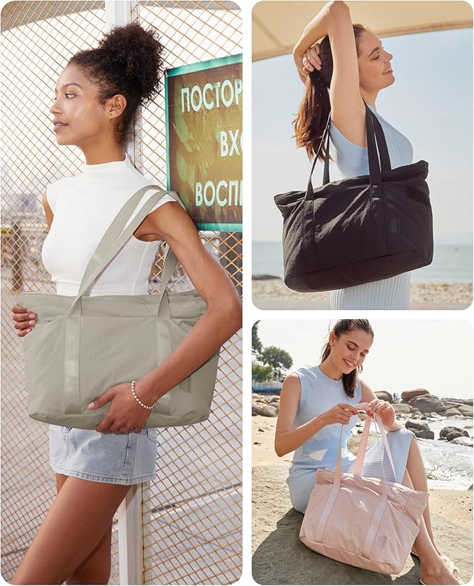 BAGSMART Tote Bag for Women, Tote Bag with Zipper Work Tote with Compartments Nurse Shoulder Hanbag for Travel, Gym