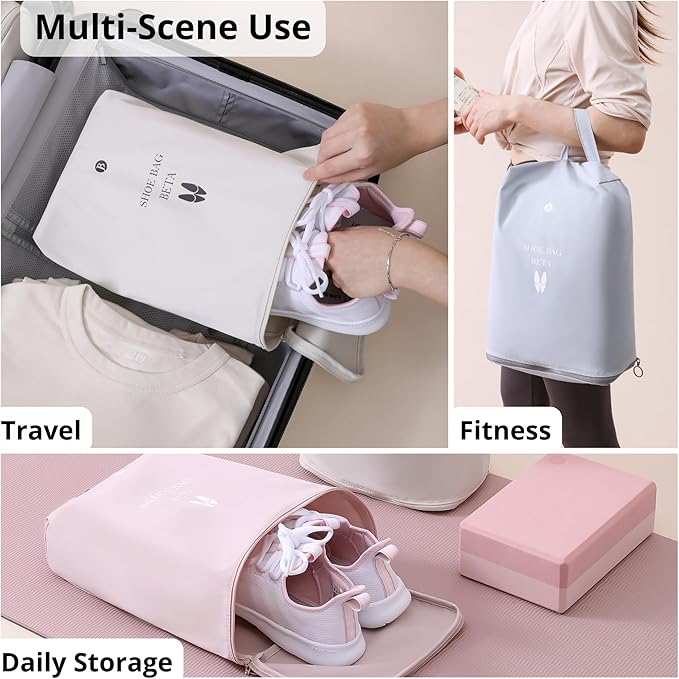 tianzong Shoe Bags for Travel, Waterproof Shoe Storage Organizer with Zipper for Men and Women (1 Pack, Beige)