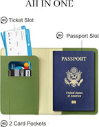 Passport Holder for Travel Essentials,RFID Blocking Passport Cover Case for Travel Accessories,Travel Wallet for Women Men (Army Green)