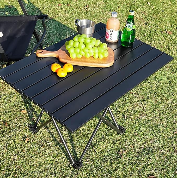 Folding Camping Table, 16 Inch x 13.8 Inch x 11.4 Inch Black Carbon Steel Foldable Table with Storage Bag for Home and Outdoors (S)