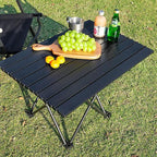 Folding Camping Table, 16 Inch x 13.8 Inch x 11.4 Inch Black Carbon Steel Foldable Table with Storage Bag for Home and Outdoors (S)