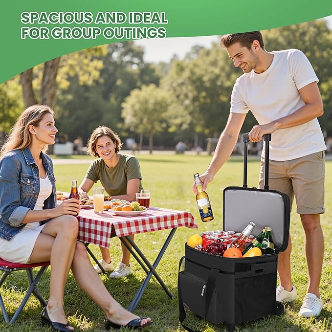 MIYCOO Cooler Bag Double Deck - 60 Can Leakproof Insulated Portable Soft Lunch Cooler, Extra Large Expandable Ice Chest Cooler for Beach, Picnic, Camping, Shopping