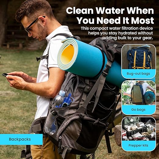 Filters-Clean Survival Water Filter Straw – 0.1 Micron Portable Personal Water Filter, 4,000L (1,056 Gallon) Capacity – Removes 99.9999% Bacteria & Protozoa – Hiking, Camping & Emergency - 4 Pack