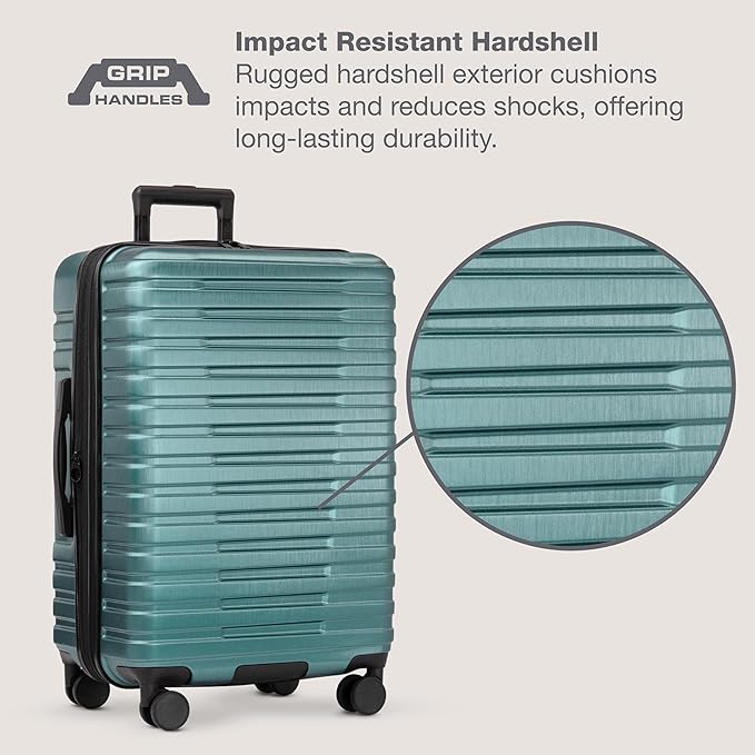 U.S. Traveler Boren Hardside Spinner Luggage With Aluminum Handle, Teal, 3-Piece Set