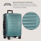 U.S. Traveler Boren Hardside Spinner Luggage With Aluminum Handle, Teal, 3-Piece Set
