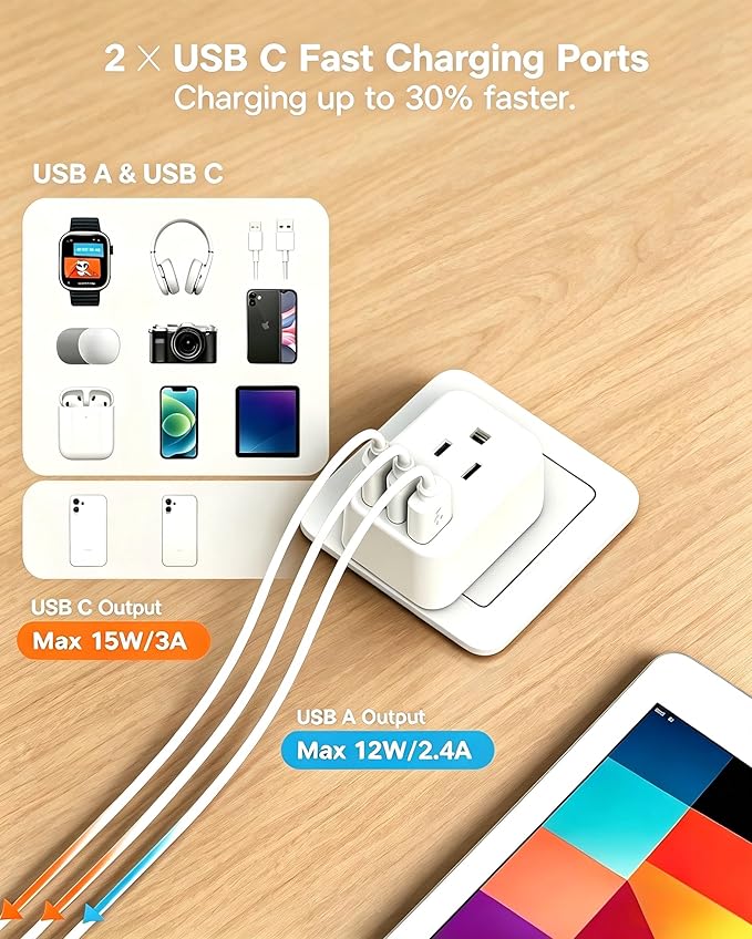 HANYCONY Italy Travel Adapter, Grounded Type L Plug Adapter with 2 AC Outlets 3 USB Ports (2 USB C), US to Italy Power Adapter for Rome, Chile, Uruguay, Ethiopia - Cruise Ship Approved