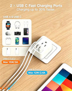 HANYCONY Italy Travel Adapter, Grounded Type L Plug Adapter with 2 AC Outlets 3 USB Ports (2 USB C), US to Italy Power Adapter for Rome, Chile, Uruguay, Ethiopia - Cruise Ship Approved