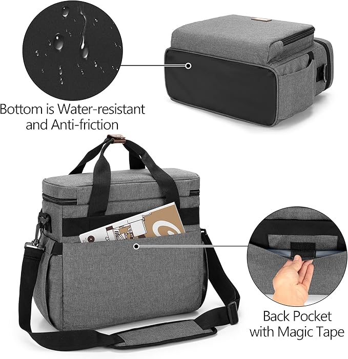 CURMIO Coffee Maker Travel Bag Compatible with Keurig K-Mini or K-Mini Plus, Single Serve Coffee Brewer Carrying Case with Multiple Pockets for K-Cup Pods, Travel Mugs, Gray (Bag Only, Patent Design)