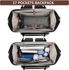 Laptop Backpack for Womem Work Bags: 18 Inch Travel BackPacks With USB Charging Port Anti Theft Durable Back Pack Fashion College BookBag Purse Bussiness Daypack for Nurse Teacher Black Grey Brown