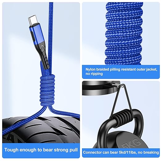 Durcord USB-C Charger, 16ft Fast Charging USB-C Cable, Compatible with iPhone 15 Pro/Plus/Max/Android - Blue
