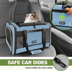 GAPZER Cat Carrier 18 x 11 x 11 Top Loading Soft-Sided Pet Travel Bag Over 15lbs, Portable Small Dog Puppy Car Crate 10 lbs, Chihuahua Kennel Carry Case, Kitty Cloth Cage Medium Cat Under 25 Blue