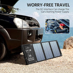 Solar Charger 30W Solar Panel QC3.0 USB and 1DC(18V1.66A) Ports Foldable Panel Has High Conversion Rate Portable Solar Phone Charger for USB Devices and DC Devices