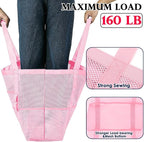 Fammart Mesh Beach Bag, Large Beach Tote with Zipper Pocket, Toys Pool Bag for Family Travel Vacation Cruise Essentials