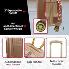 FUL Disney Mickey Mouse 3 Piece Rolling Luggage Set, Hardshell Suitcases with Spinner Wheels, 22/26/30 Inch, Rose Gold