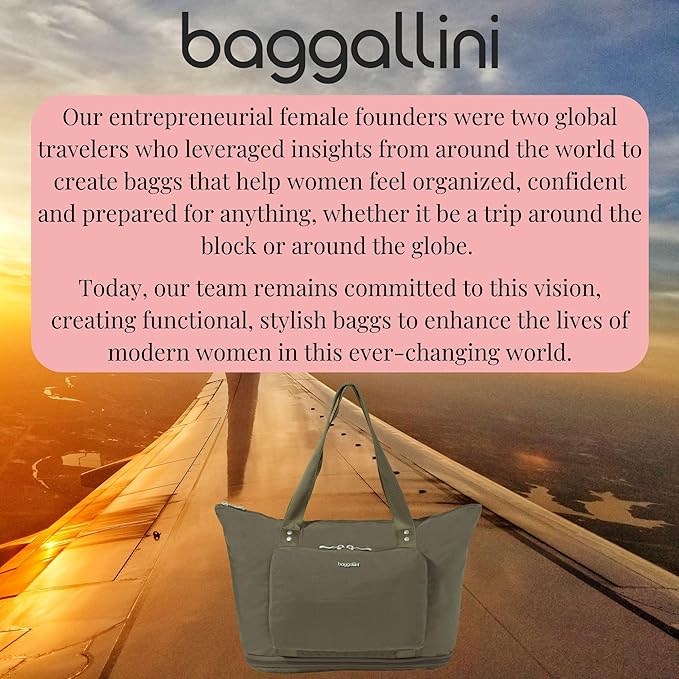 Baggallini Carryall Expandable Lightweight Travel Tote 22" Packable Folding Compact Nylon Washable Weekender w/Luggage Sleeve