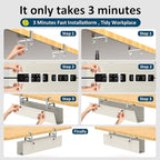 28" Small Under Desk Cable Management Tray No Drill, Compact Clamp On Cord Organizer for Dorm & Small Desk, Anti-Sag Oxford Fabric Wire Hider, Power Strip Holder (Beige, 28.6")