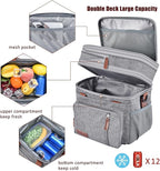 MIYCOO Lunch Bag & Lunch Box for Women Men, Double Deck Leakproof Insulated Soft Large Adult Camping Cooler bag for Work, Beach, Picnic, Travel (Grey, 15L)