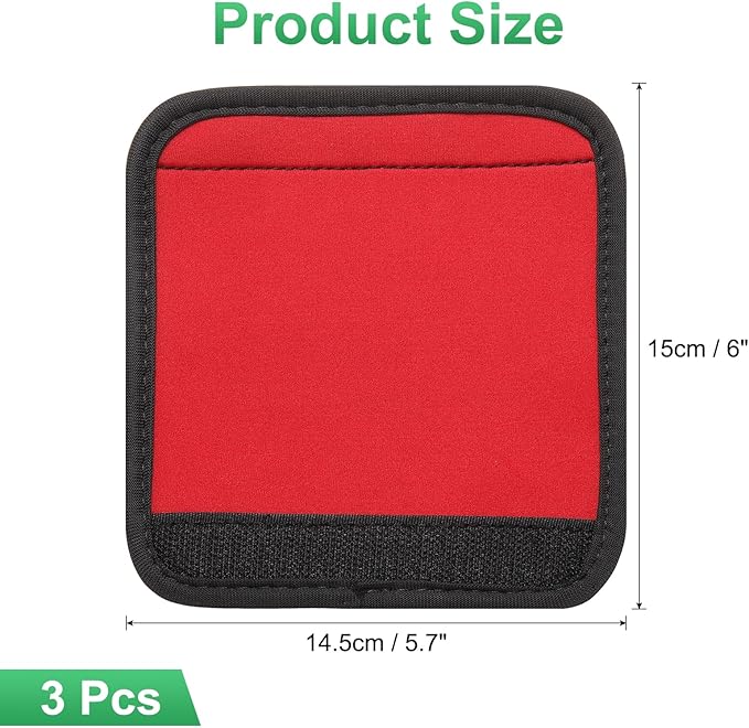 uxcell 3 Pcs Luggage Handle Wrap for Suitcase, Neoprene Handbag Grip Cover Protector Luggage Identifiers Suitcase Handle Wraps for Luggage Shopping Bag Travel Bags, Red