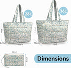 Puffer Tote Bag with Pouch,Women's Lightweight Quilted Shoulder Bag,15.6"/17.3" Laptop Travel Weekender for Work & Nurses