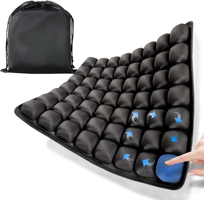 Sondor Travel Cushion, Airplane Seat Cushion for Long Flights, 56 Bubbles Portable Seat Cushion for Airplane, Inflatable Cushion for Office Chair, Wheelchair, Camping, Home Living (Black)