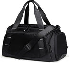 Small Gym Bag for Men, Travel Duffle Bag with Shoe Compartment, 16L Carry On Weekender Duffel Bag for Sports, Workout and Travel, Black